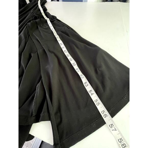 R & M Richards Cold Shoulder Rhinestone Brooch Gown Maxi Dress Sz 6 Black Split - Picture 11 of 13